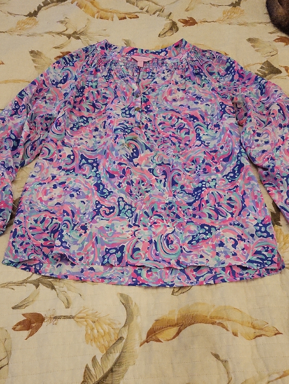 Lilly Pulitzer Pink Blue & Purple Swirl Print Long Sleeve Elsa